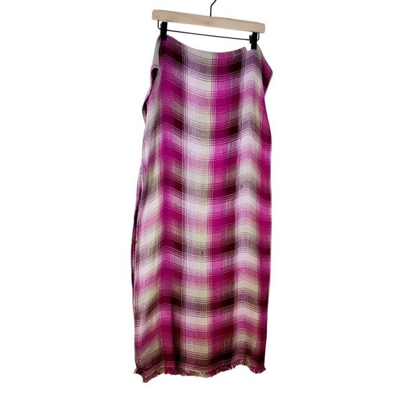 Scarf Shawl Long Rectangle Plaid Purple Cream Gray Granny Core Plaid Cottage - Picture 3 of 10